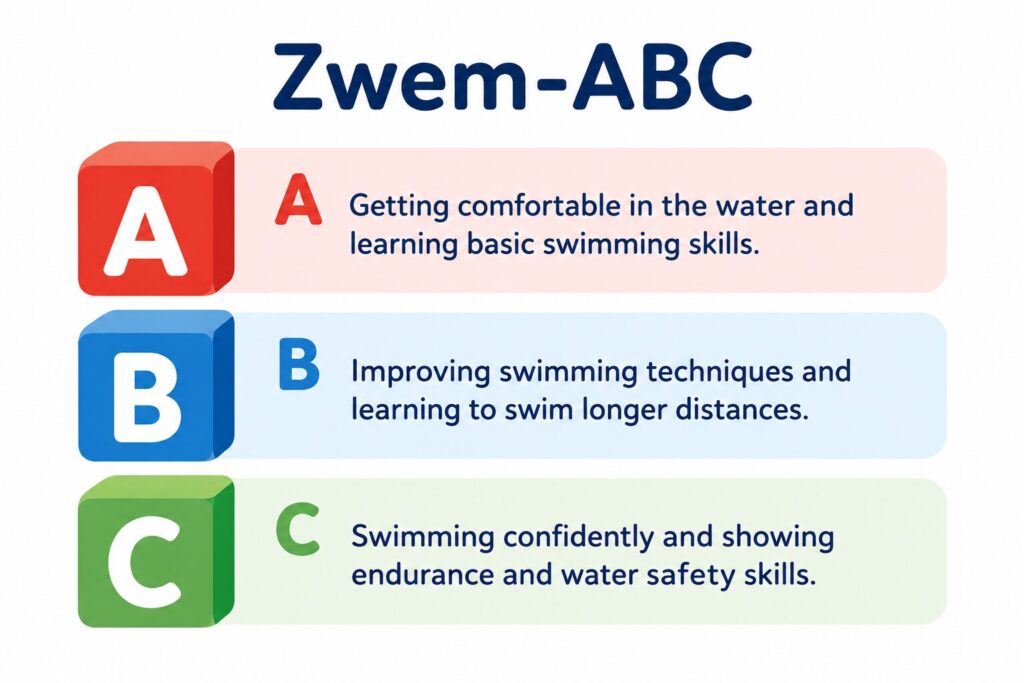 A simple graphic of the Zwem-ABC levels