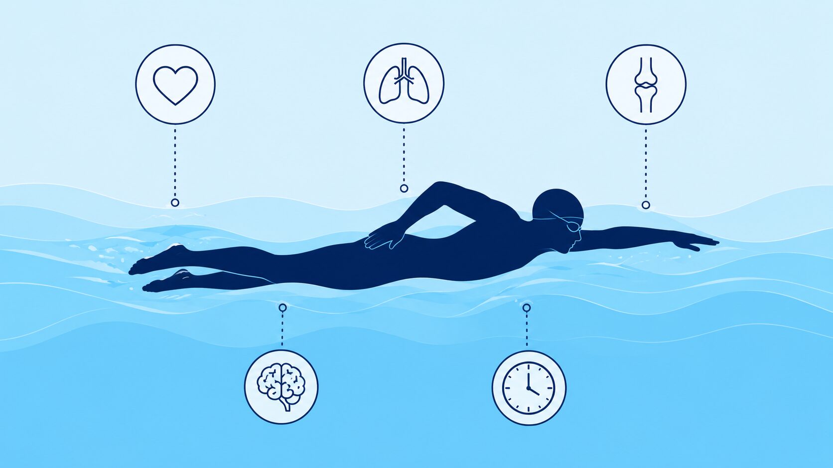 Adult swimmer enjoying the health benefits of swimming during a lesson in an Amsterdam pool